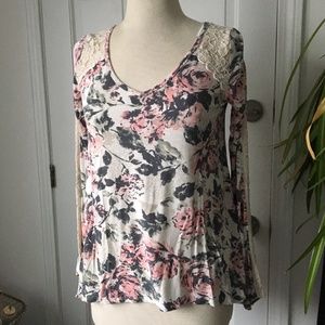 Cottagecore Floral Lace Long Sleeve Top